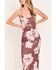 Image #3 - Flying Tomato Women's Rosewood Bloom Power Mesh Midi Dress, Burgundy, hi-res