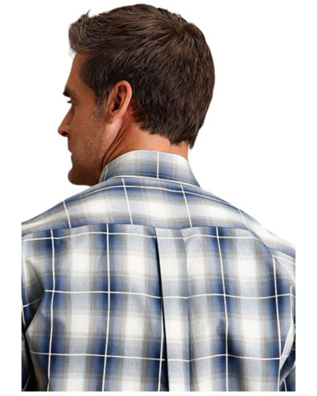Image #2 - Stetson Men's Plaid Print Long Sleeve Button-Down Western Shirt, Dark Blue, hi-res