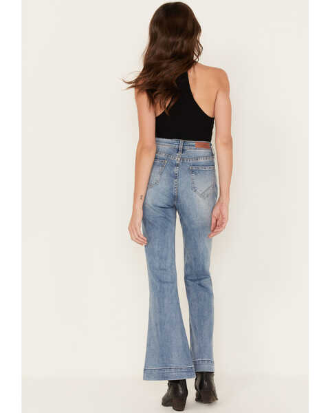 Image #3 - Rock & Roll Denim Women's High Rise Slit Denim Trouser Jeans, Light Blue, hi-res