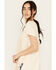 Image #2 - By Together Women's Lace Contrast Short Sleeve Knit Top, Cream, hi-res