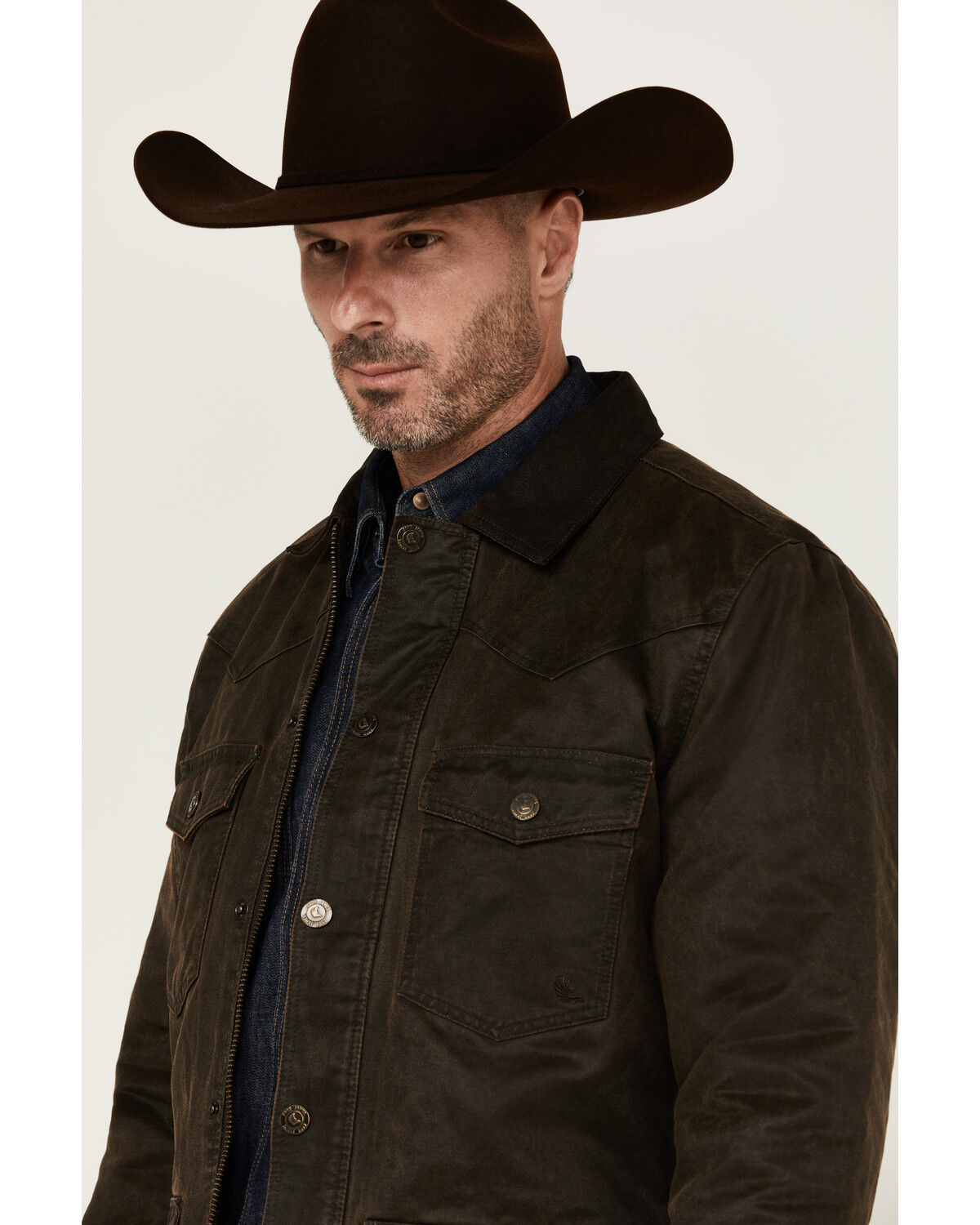 Image #2 - Cody James Men's Road Dust Washed Oil Skin Long Jacket - Big, Brown, hi-res