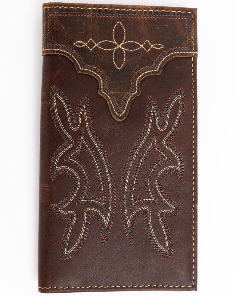 Cody James Men's Rodeo Stitched Leather Wallet , Brown, hi-res