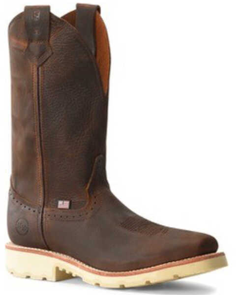 Double H Men's Wooten Western Boots - Broad Square Toe, Distressed Brown, hi-res