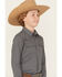 Image #2 - Cody James Boys' San Juan Geo Print Long Sleeve Snap Western Shirt, Steel Blue, hi-res