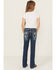 Image #1 - Grace In LA Girls' Paisley Embroidered Medium Wash Bootcut Stretch Denim Jeans, Medium Wash, hi-res