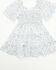 Image #1 - Yura Toddler Girls' Floral Print Puff Sleeve Dress, Blue, hi-res