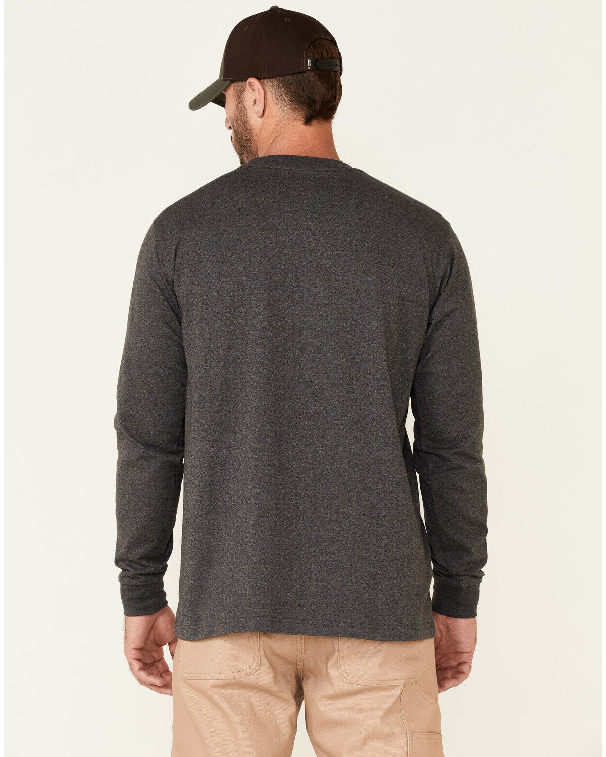 Image #4 - Hawx Men's Solid Charcoal Forge Long Sleeve Work Pocket T-Shirt - Tall, Charcoal, hi-res