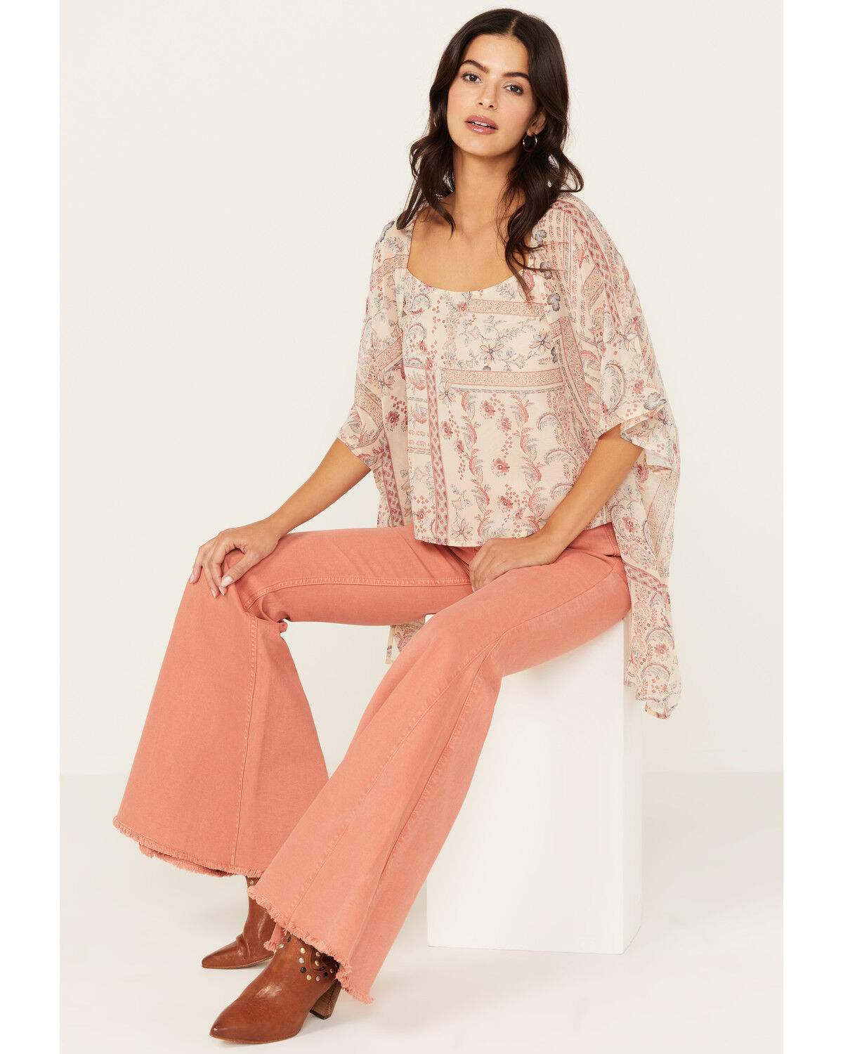 Image #1 - Shyanne Women's Americana Cami & Kimono Set, Cream, hi-res