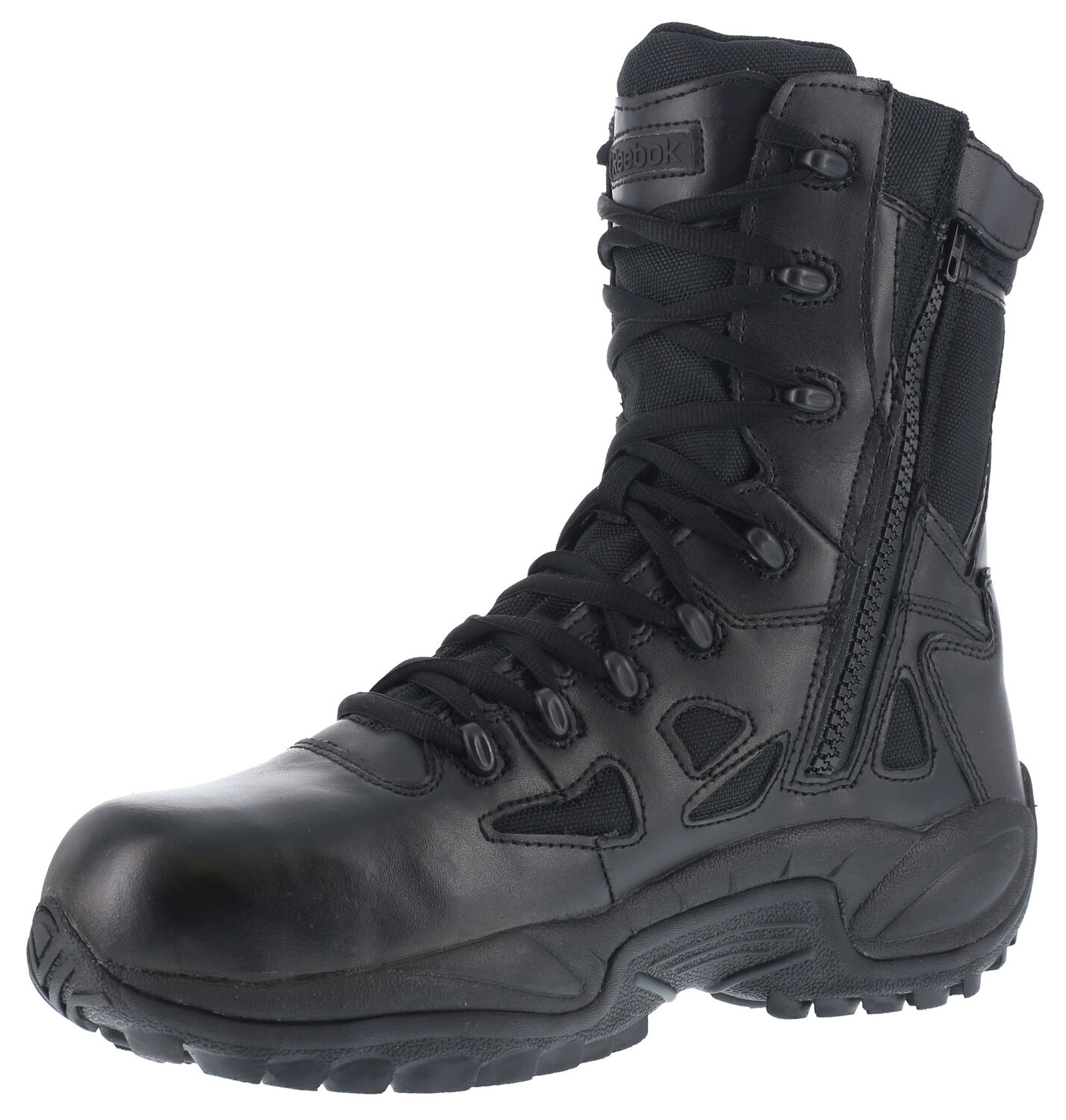 Image #2 - Reebok Women's Stealth 8" Lace-Up Black Side-Zip Work Boots - Composite Toe, Black, hi-res