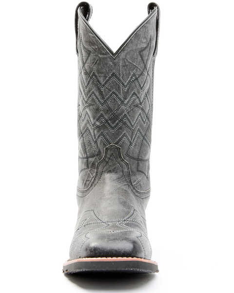 Image #4 - Laredo Men's Charcoal Geo Stitch Western Boots - Broad Square Toe, Charcoal, hi-res
