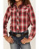 Image #3 - Roper Girls' Plaid Print Long Sleeve Pearl Snap Western Shirt, Red, hi-res