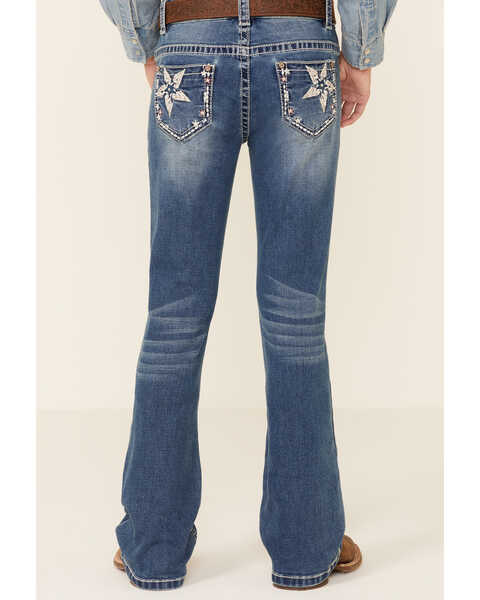 Image #4 - Shyanne Girls' Medium Wash Embroidered Star Pocket Embroidered Star Pocket Regular Bootcut Jeans - Big , , hi-res