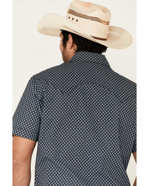 Rock & Roll Denim Men's Geo Print Short Sleeve Western Shirt , Blue, hi-res
