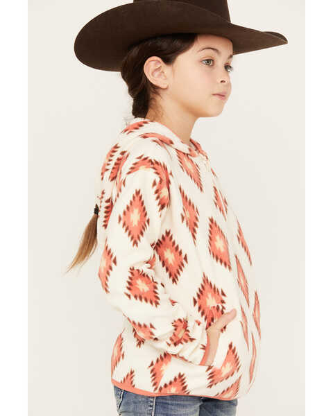 Image #2 - Shyanne Girls' Southwestern Printed Polar Fleece Hooded Pullover, Cream, hi-res