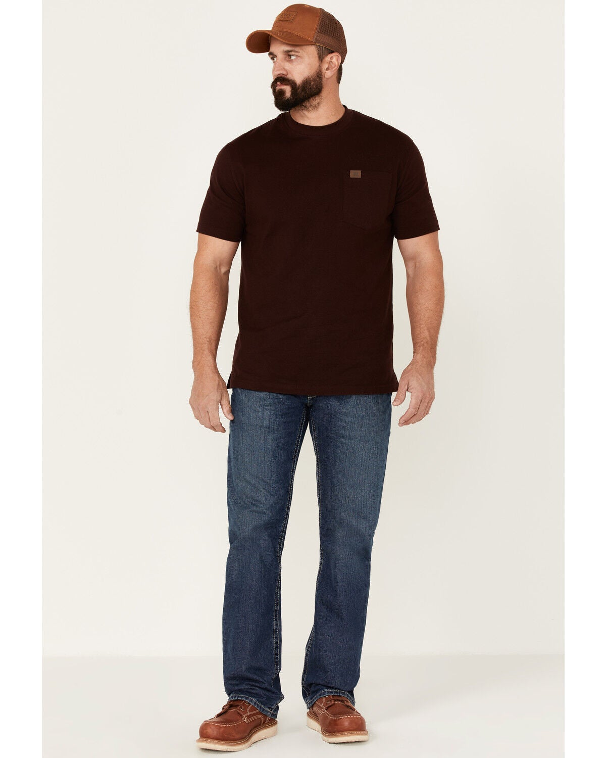 Ariat Men's FR M4 Boundary Medium Wash Low Rise Relaxed Bootcut Work Jeans - Big, Bronze, hi-res
