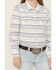 Image #2 - Ariat Girls' Geo Striped Long Sleeve Snap Western Shirt, Navy, hi-res