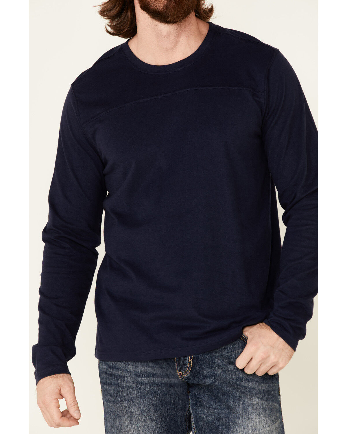 Image #3 - North River Men's Moleskin Crew Long Sleeve T-Shirt, Blue, hi-res