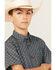 Image #2 - Ariat Boys' Geo Print Short Sleeve Button-Down Western Shirt, Grey, hi-res
