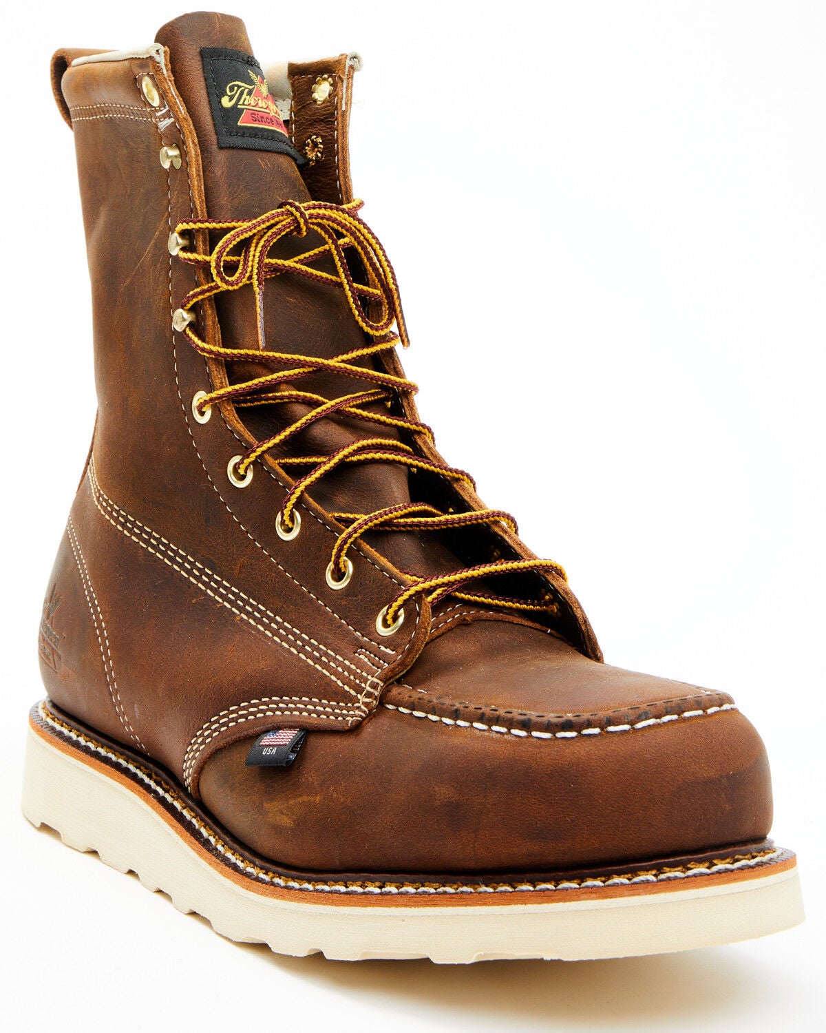 Thorogood Men's 8" American Heritage MAXWear Wedge&trade; Moc Work Boots - Steel Toe, Brown, hi-res