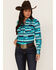Image #1 - RANK 45® Women's Geo Stripe Print Long Sleeve Stretch Western Riding Shirt, Turquoise, hi-res