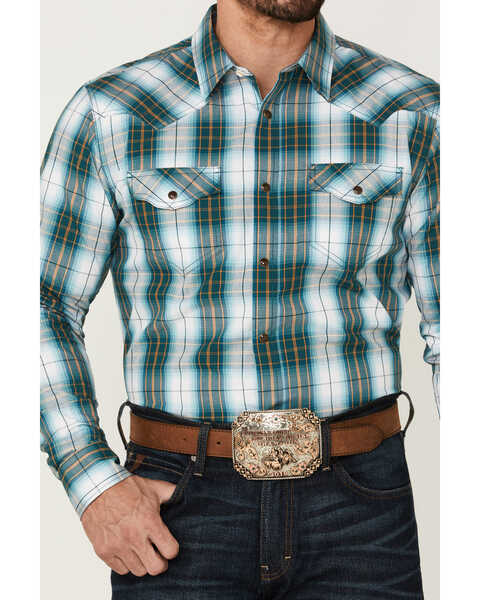 Image #3 - Cody James Men's Mineral Large Plaid Long Sleeve Snap Western Shirt  , Blue, hi-res