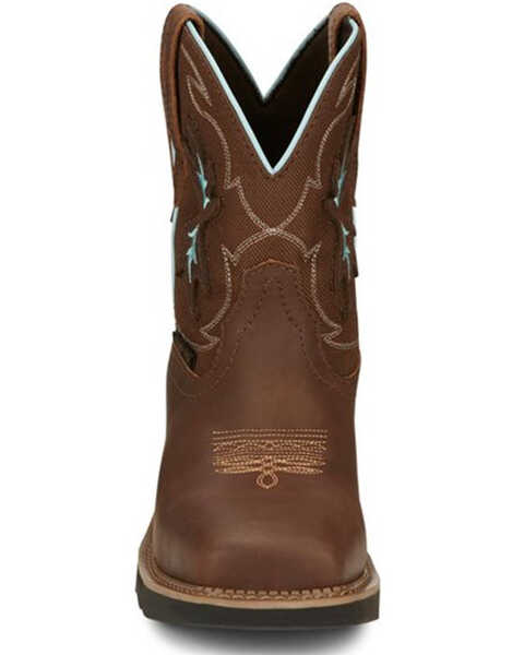 Image #4 - Justin Women's Chisel Waterproof Western Work Boots - Nano Composite Toe, Brown, hi-res