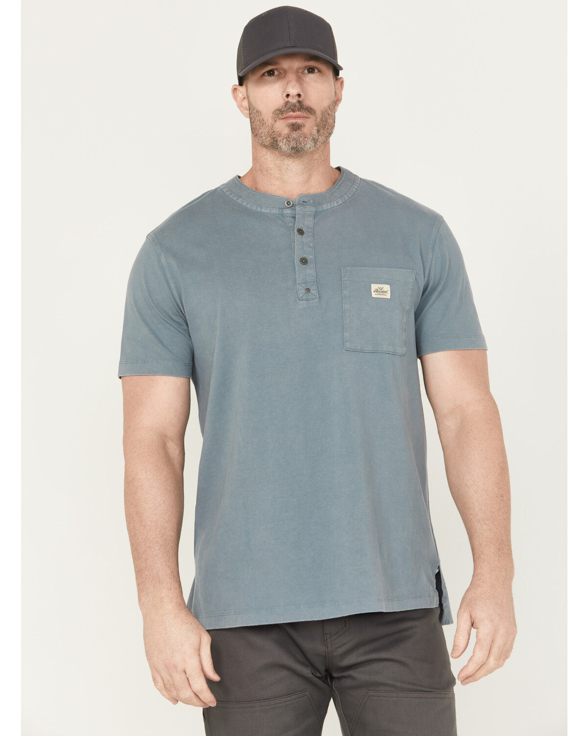 Image #1 - Thorogood Men's Vintage Wash Short Sleeve Pocket Work T-Shirt, Light Blue, hi-res