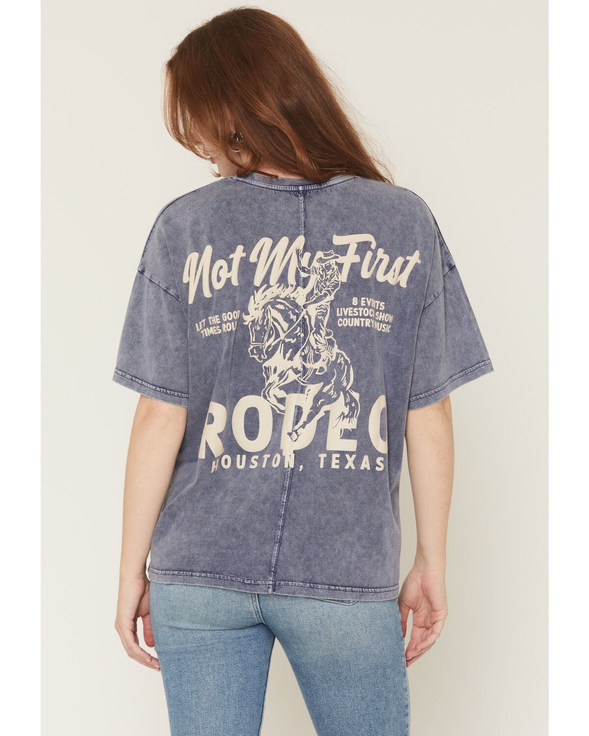Youth in Revolt Women's Not My First Rodeo Short Sleeve Graphic Tee, Blue, hi-res