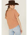 Image #4 - Cleo + Wolf Women's Relaxed Waffle Knit Henley Top, Beige/khaki, hi-res