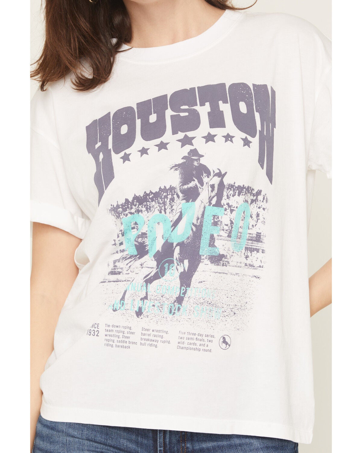 Image #3 - Girl Dangerous Women's Houston Rodeo Short Sleeve Graphic Tee, White, hi-res