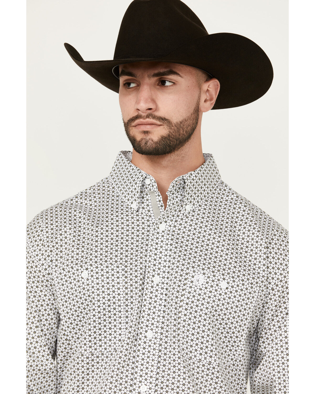 Image #2 - George Strait by Wrangler Men's Geo Print Long Sleeve Button-Down Stretch Western Shirt, Black, hi-res