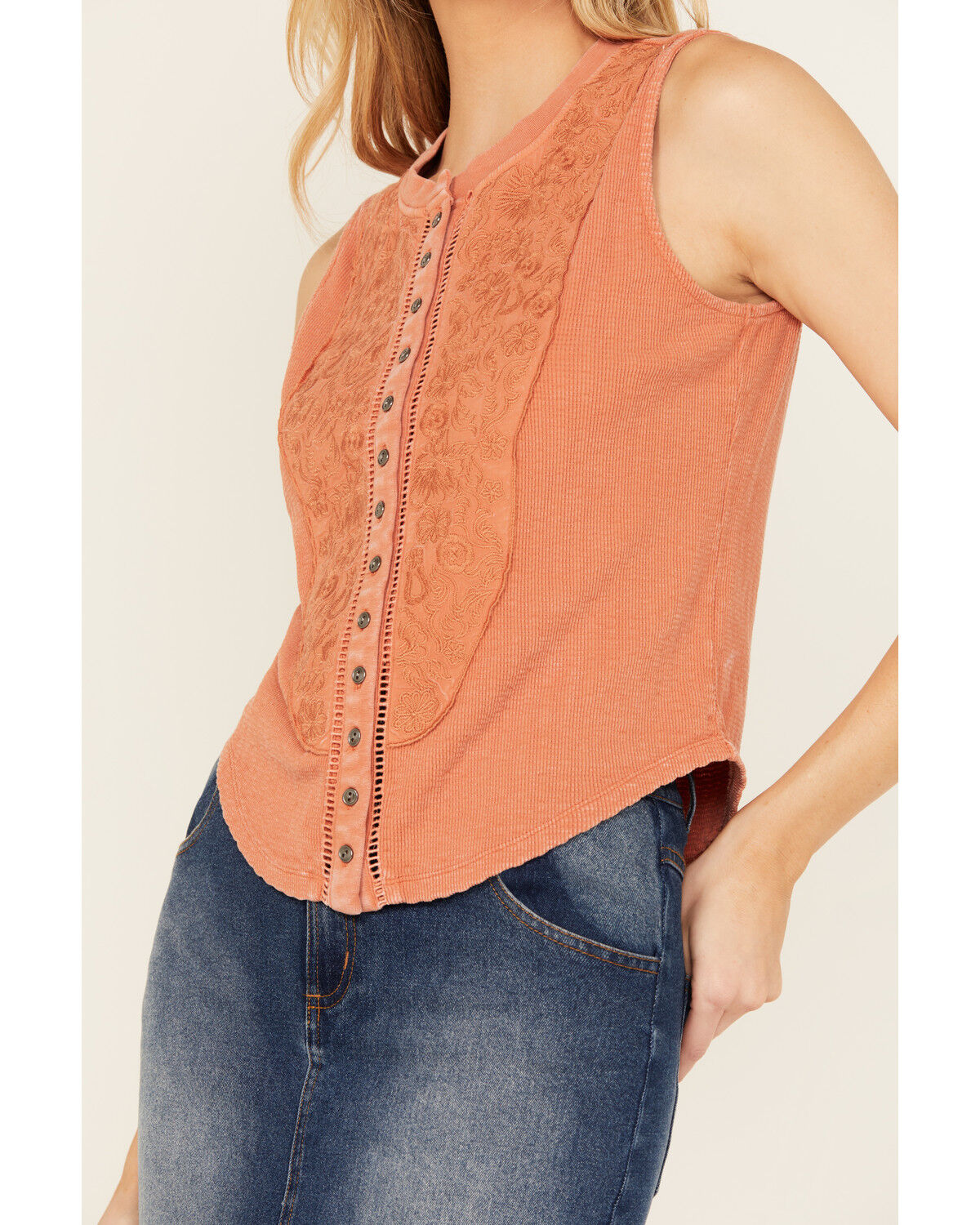 Image #3 - Rock & Roll Denim Women's Sleeveless Embroidered Tank Top, Rust Copper, hi-res