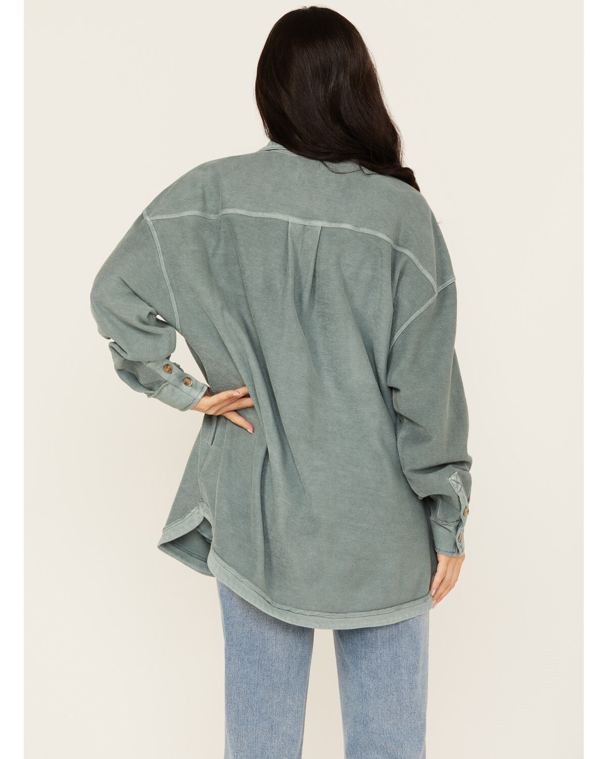 Image #4 - Cleo + Wolf Women's Oversized French Terry Shacket, Steel Blue, hi-res