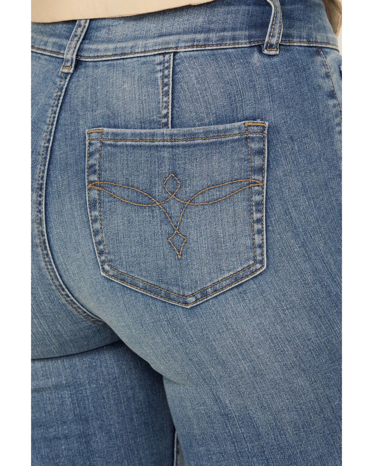 Image #4 - Shyanne Women's Cimarron Light Wash High Rise Flare Stretch Denim Jeans, Light Wash, hi-res