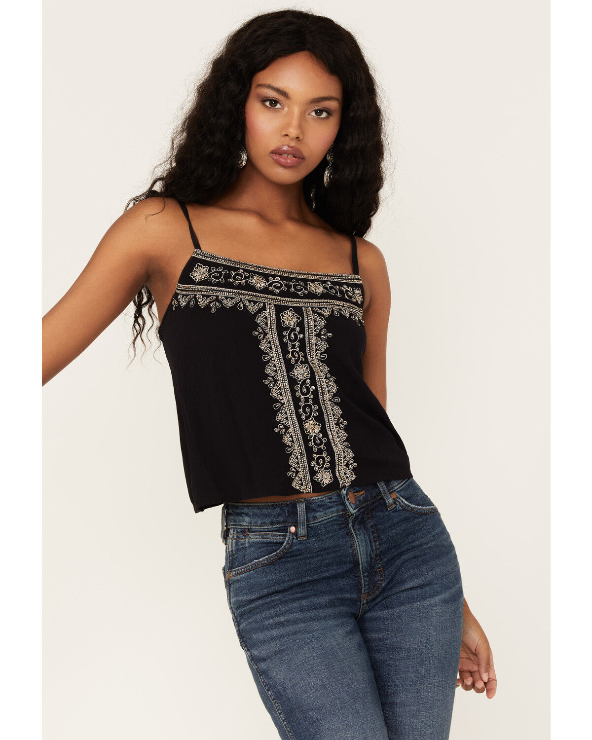 Image #2 - Shyanne Women's Beaded Cami Top, Black, hi-res
