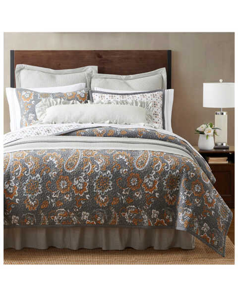 HiEnd Accents Gray Abbie Western Paisley Reversible 3-Piece Full/Queen Quilt Set, Grey, hi-res
