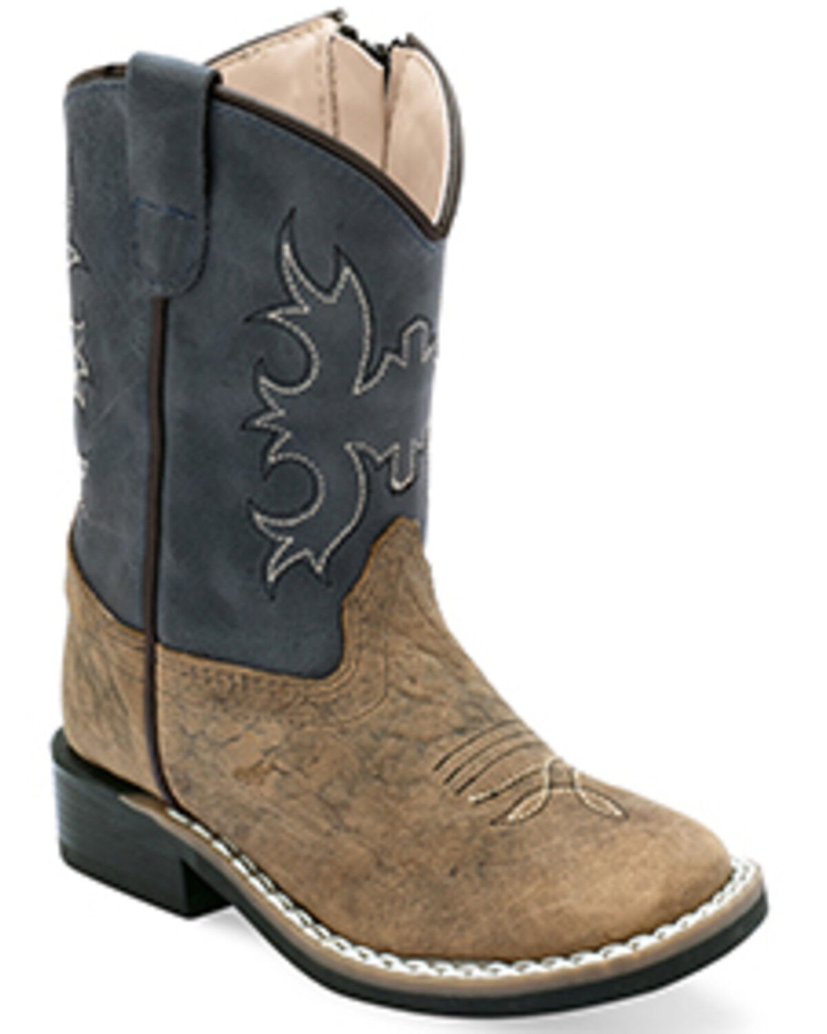 Image #1 - Old West Toddler Boys' Western Boots - Broad Square Toe, Blue, hi-res