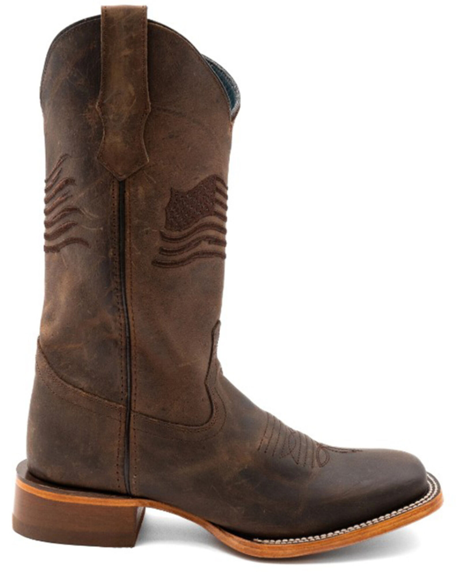Image #2 - Ferrini Men's Patriot Western Boots - Broad Square Toe, Chocolate, hi-res