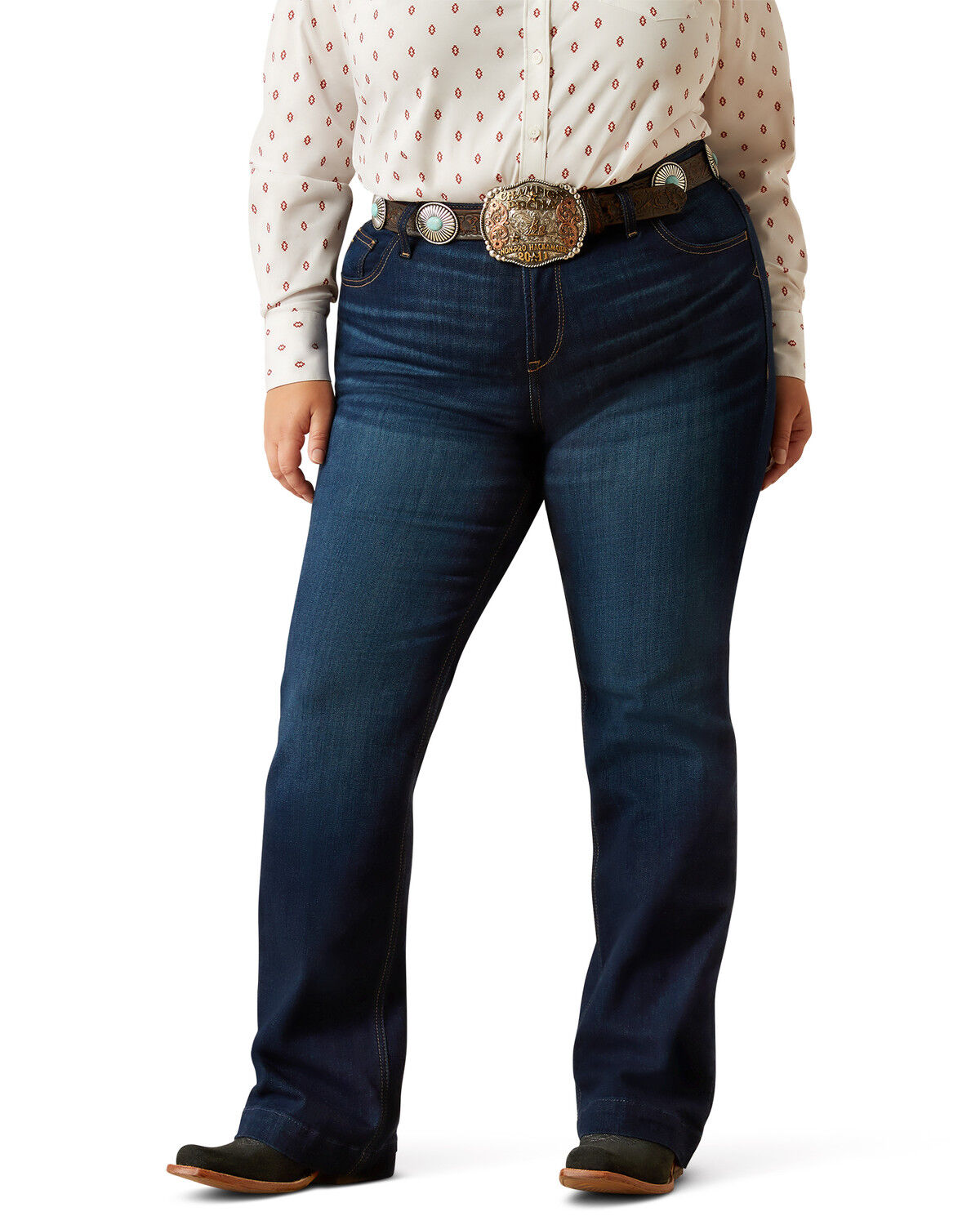 Image #3 - Ariat Women's Julianna Dark Wash Perfect Rise Trouser Stretch Denim Jeans - Plus, Dark Wash, hi-res