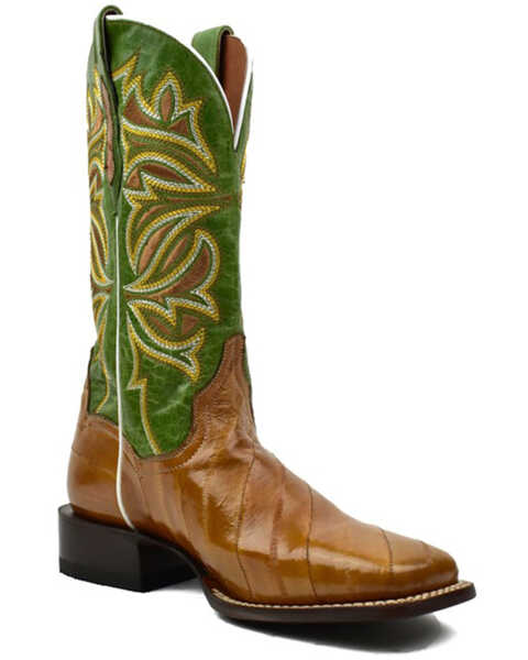 Dan Post Women's Exotic Eel Skin Western Boot - Broad Square Toe, Green, hi-res