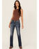 Image #3 - Miss Me Women's Dark Wash Mid Rise Paisley Pocket Bootcut Stretch Denim Jeans, Dark Wash, hi-res