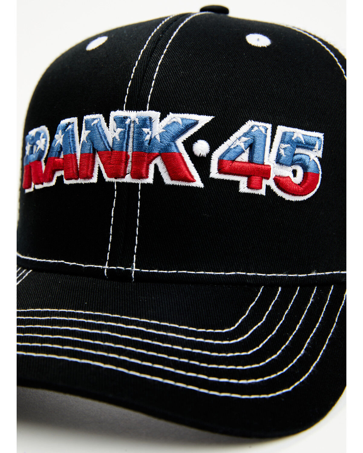 Image #2 - RANK 45® Men's Embroidered Flag Logo Mesh-Back Ball Cap, Black, hi-res