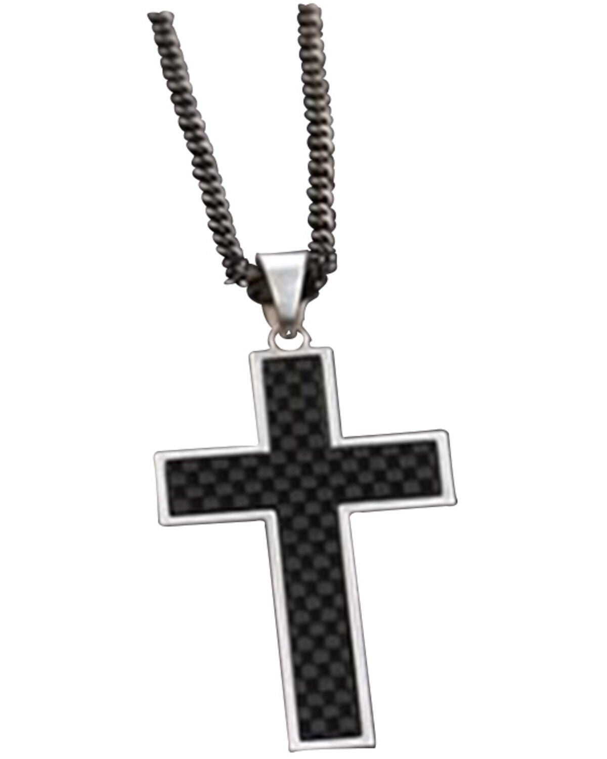Twister Men's Gunmetal Cross Necklace, Silver, hi-res