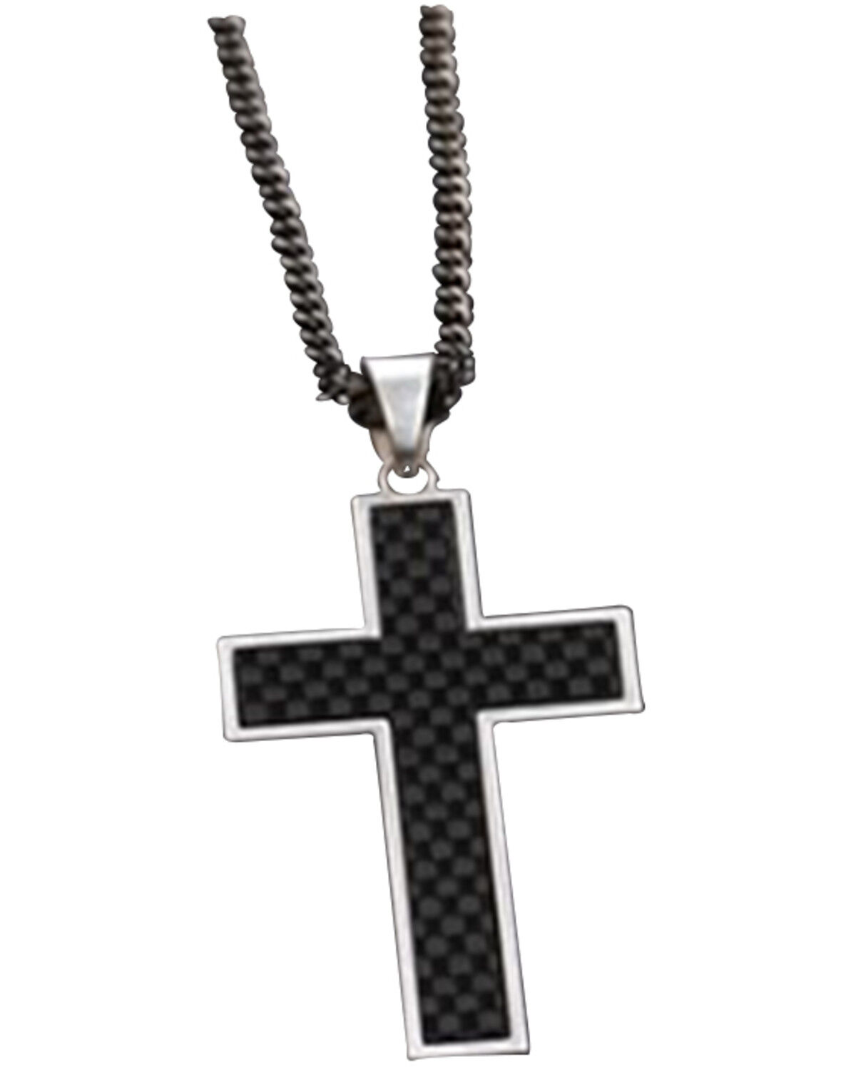 Image #1 - Twister Men's Gunmetal Cross Necklace, Silver, hi-res