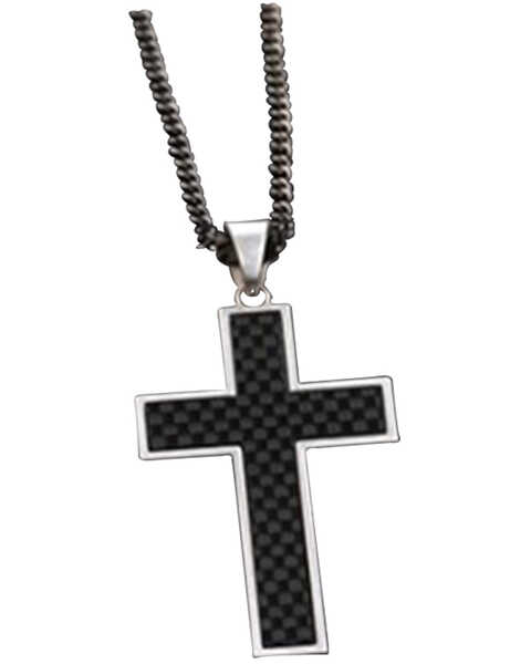 Twister Men's Gunmetal Cross Necklace , Silver, hi-res