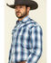 Stetson Men's Indigo Large Ombre Plaid Long Sleeve Western Shirt , Blue, hi-res