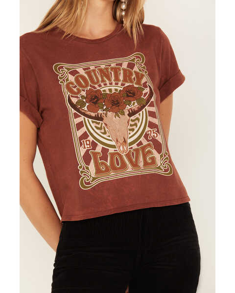Image #3 - Youth in Revolt Women's Country Love Short Sleeve Graphic Tee, Rust Copper, hi-res