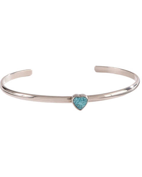 Silver Legends Women's Sterling Silver & Turquoise Heart Bracelet, Turquoise, hi-res