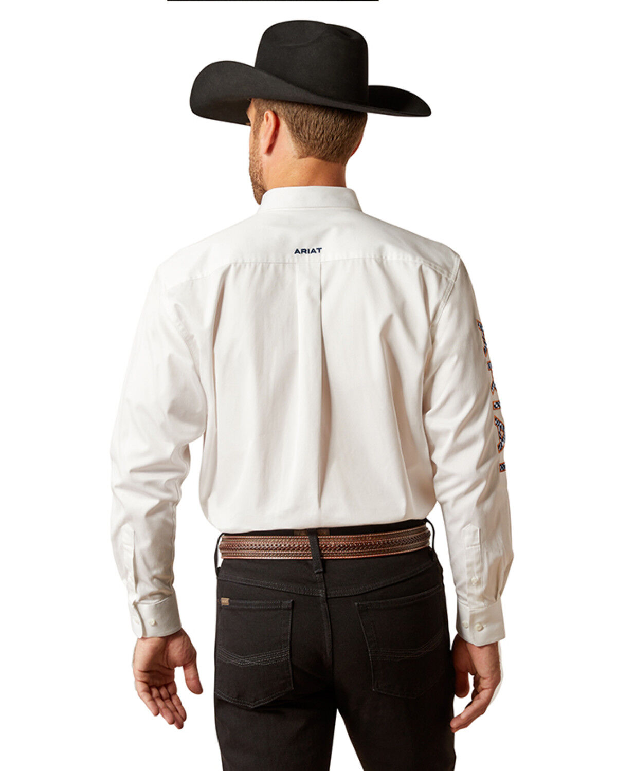 Image #3 - Ariat Men's Team Logo Twill Long Sleeve Button-Down Western Shirt, White, hi-res