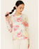 PJ Salvage Women's Happy Blooms Floral Print Long Sleeve Top , Oatmeal, hi-res